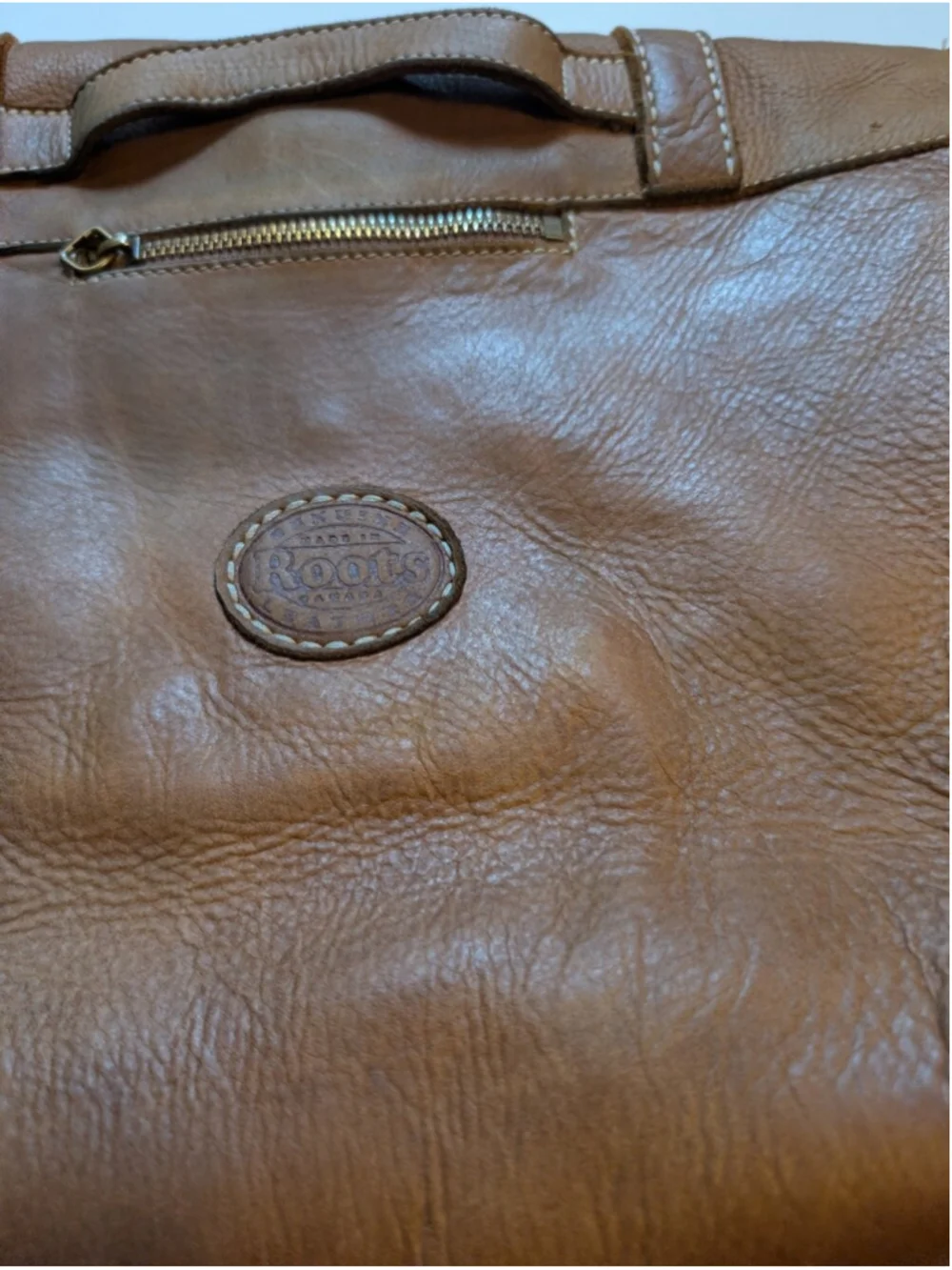 Roots Vintage Made In Canada Leather Laptop Messenger Tribe Bag Satchel Brown Ii